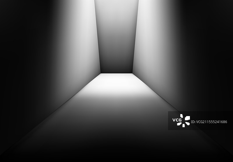 房间里黑暗的走廊，尽头有光亮图片素材