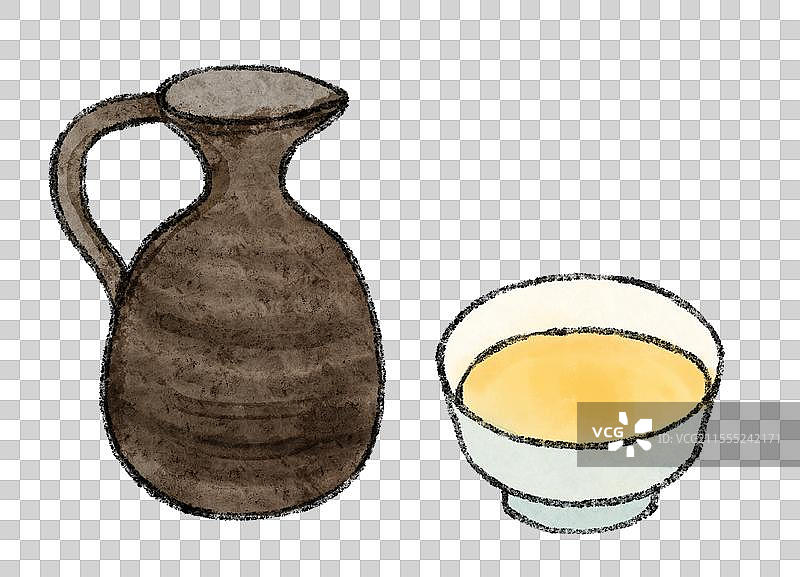 青海美食国风插画-青稞酒图片素材