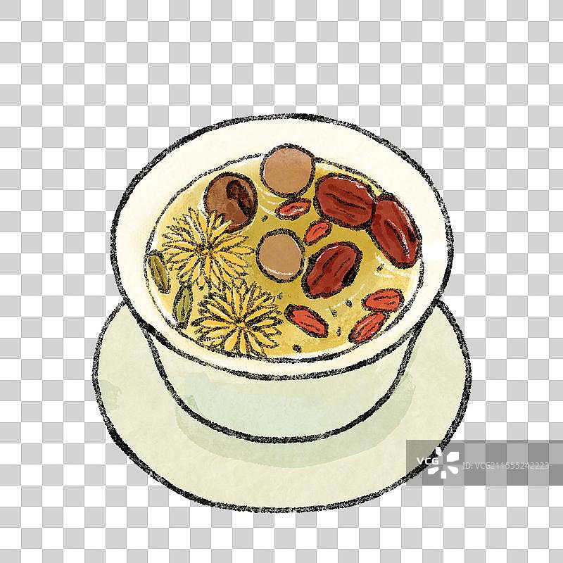 青海美食国风插画-八宝茶图片素材