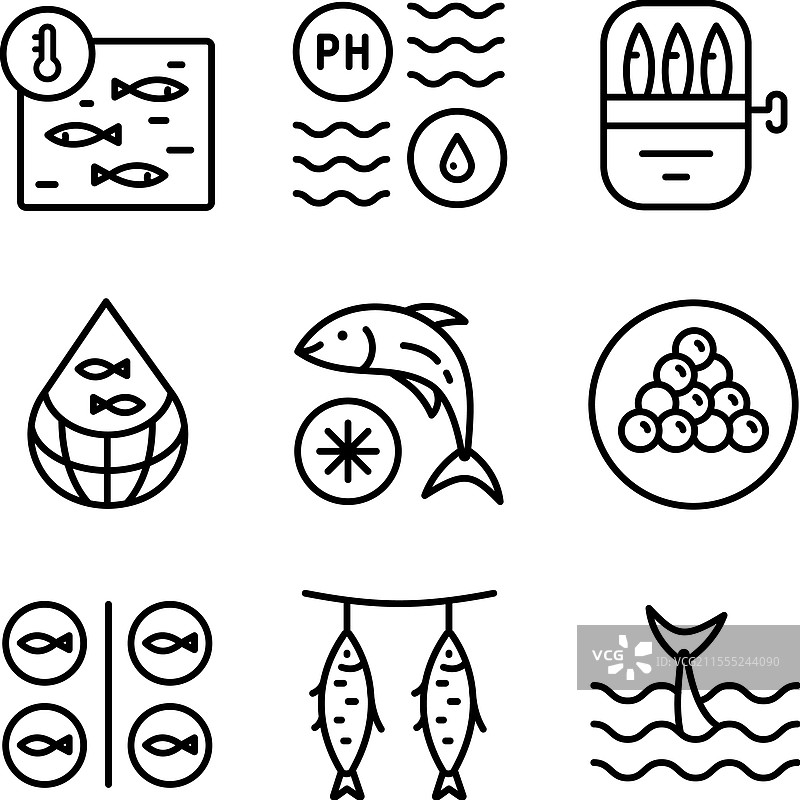 鱼场图标集 鱼场轮廓图标集图片素材