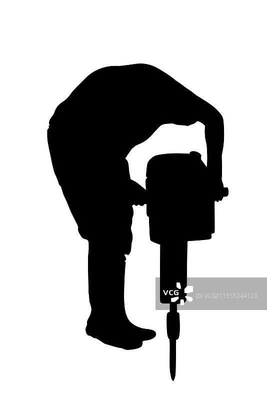 建筑工人使用电钻的剪影图片素材