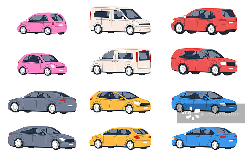 不同类型的汽车：城市车、越野车、运动车图片素材