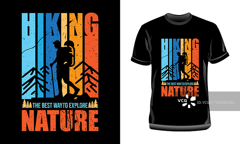 徒步旅行是探索自然的最佳方式T恤图片素材