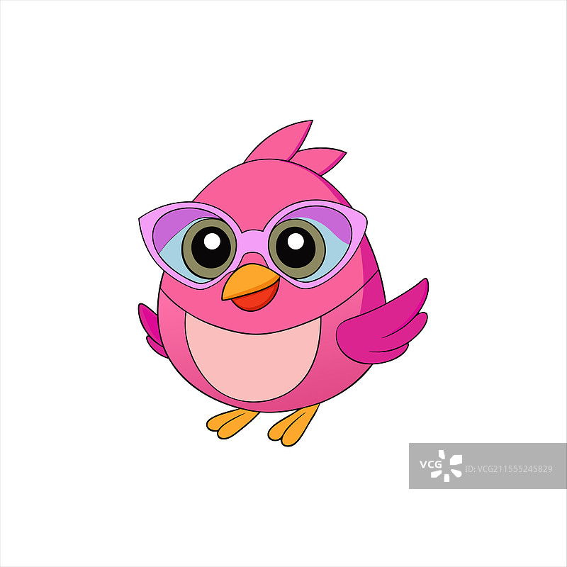 戴着太阳镜和眼镜的卡通鸟角色图片素材