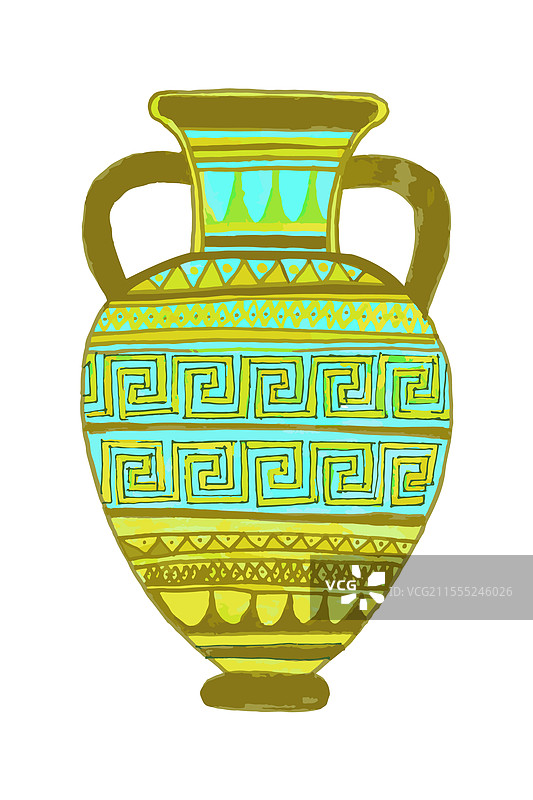 华丽的希腊大罐，描绘了鼓手的场景图片素材