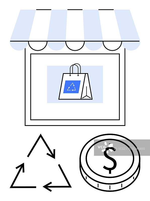 环保购物理念与回收袋图片素材