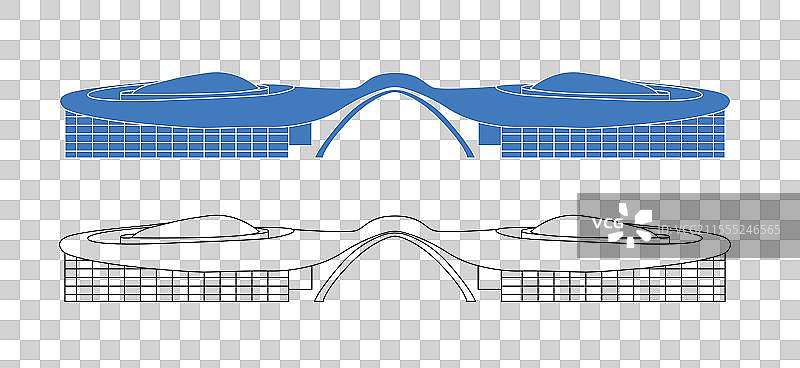 国风新中式矢量建筑插画元素—海南 三亚 国际免税城图片素材