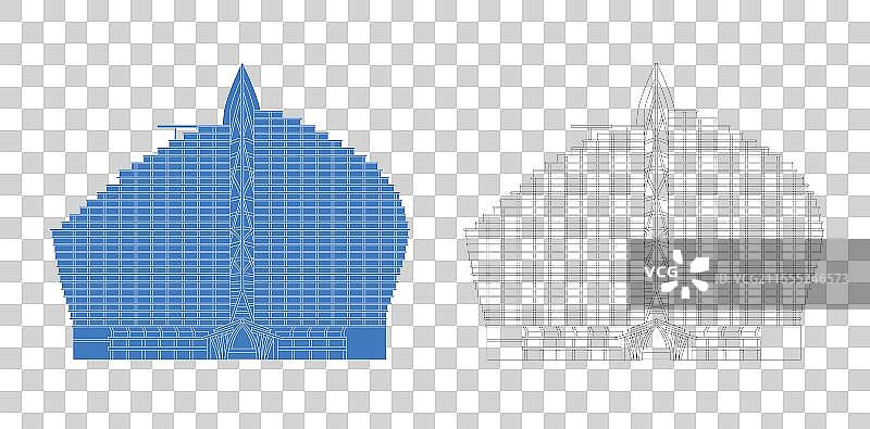 国风新中式矢量建筑插画元素—海南 三亚 红树林酒店图片素材