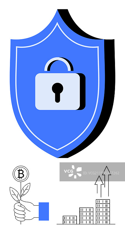 网络安全盾牌区块链增长与图片素材