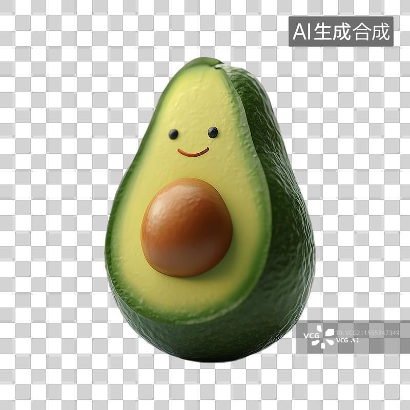 【AI数字艺术】3d新鲜鳄梨免抠元素图片素材