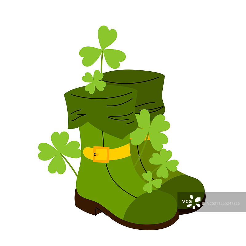 快乐的圣帕特里克节小精灵靴子图片素材