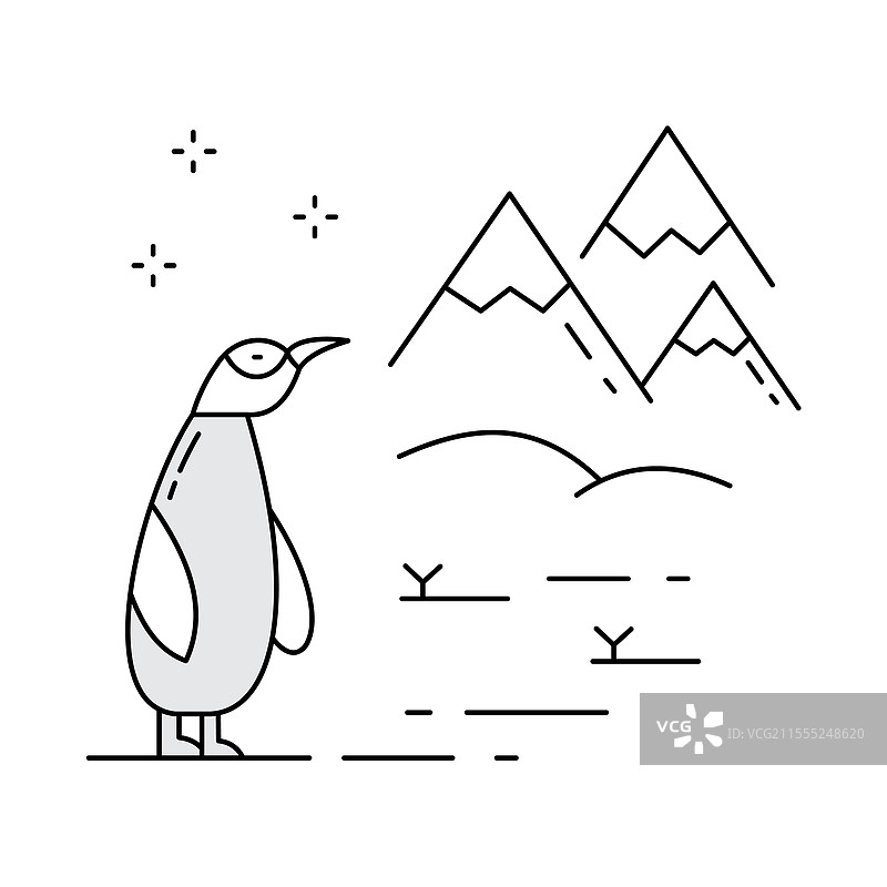 南极雪地中站立的企鹅图标设计图片素材