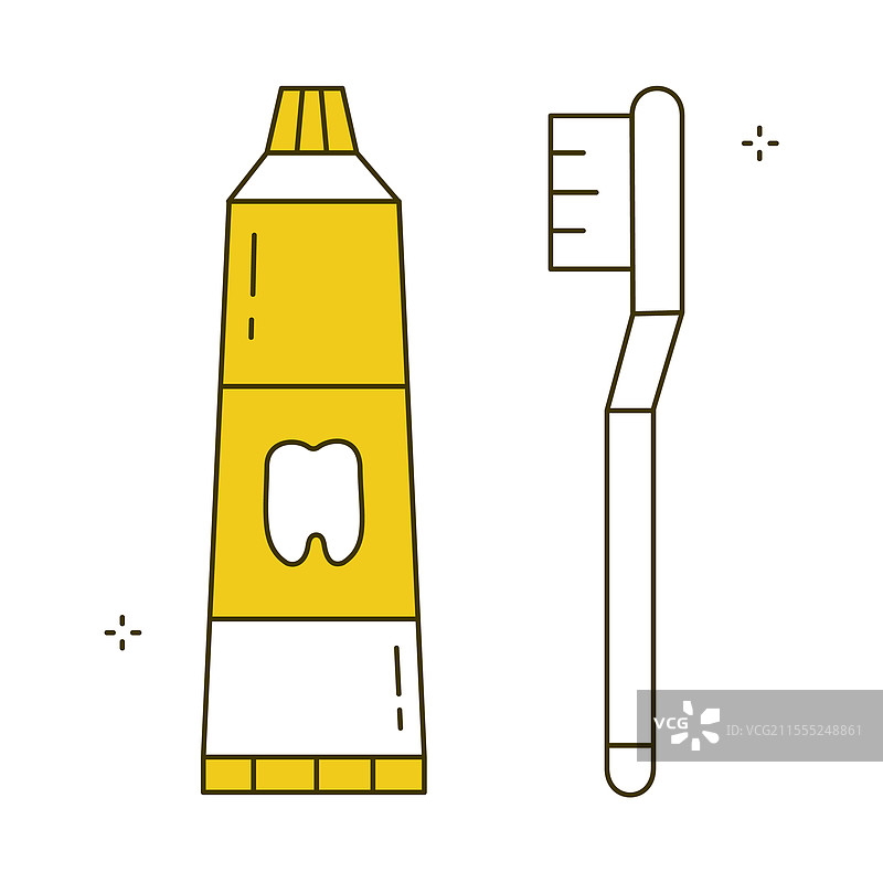 卫生必需品：牙刷和牙膏图标图片素材