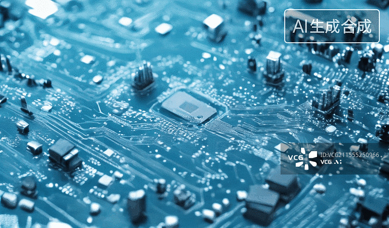 【AI数字艺术】电子电路板特写图片素材