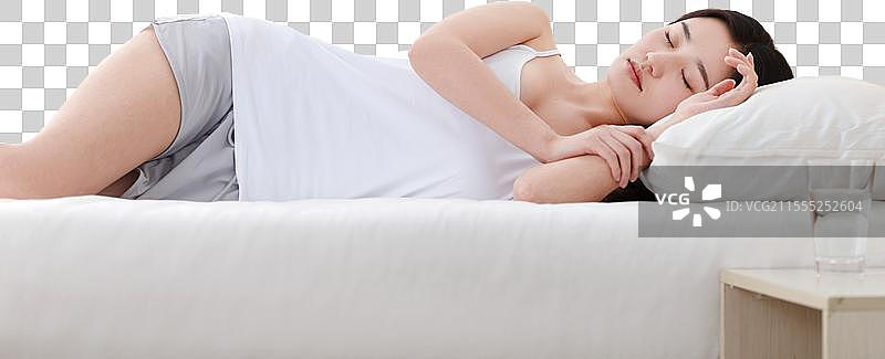 青年女人在卧室睡觉图片素材