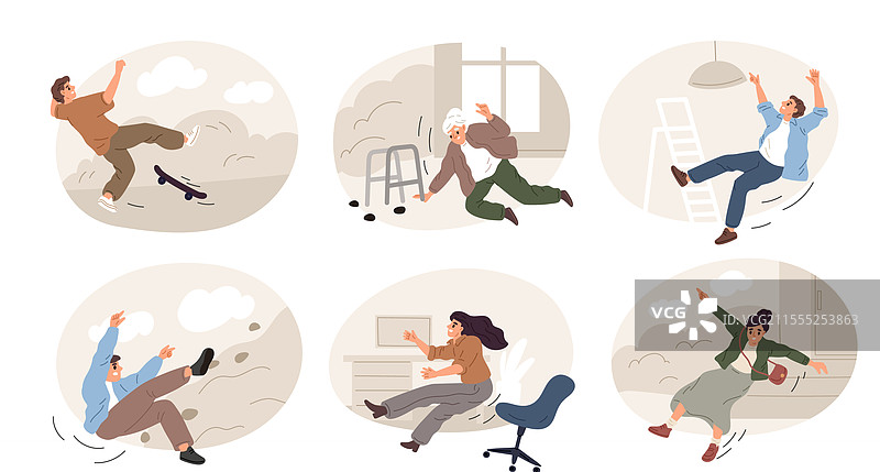 跌倒的角色原因卡通人物图片素材