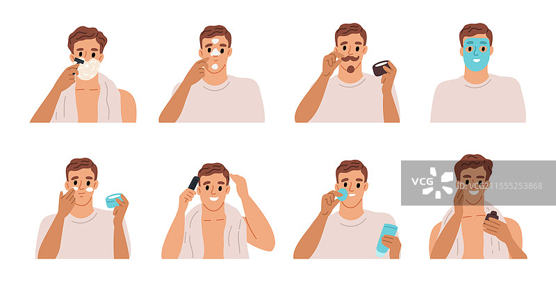 男性日常护肤程序：抗痘护理图片素材