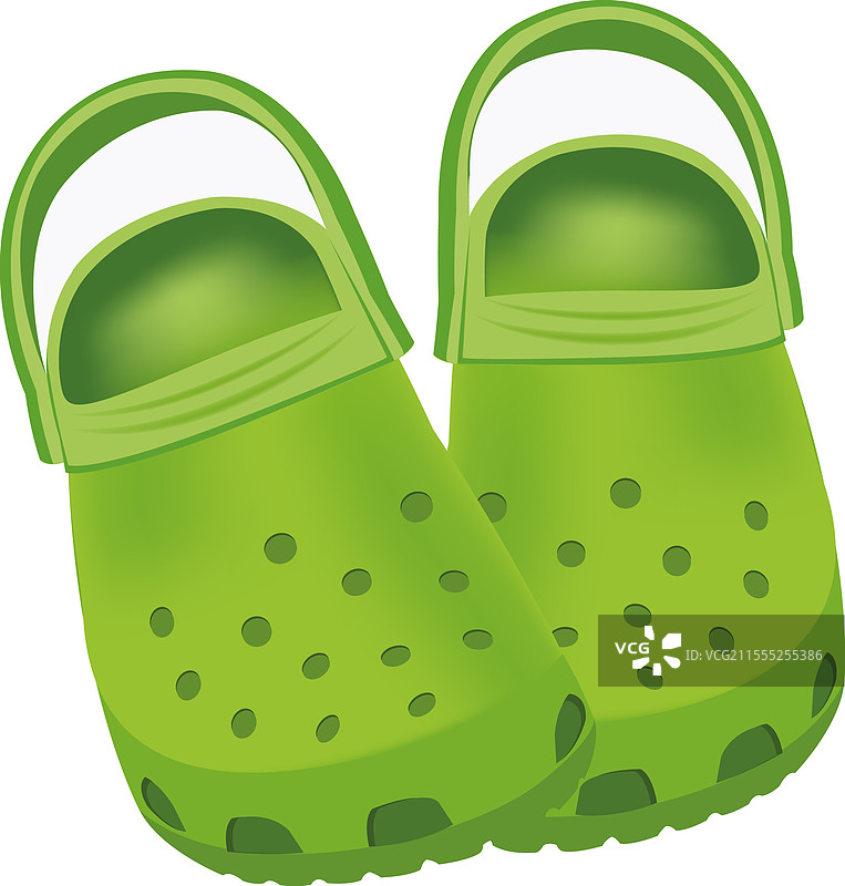 舒适的绿色木屐孤立在白色背景上图片素材