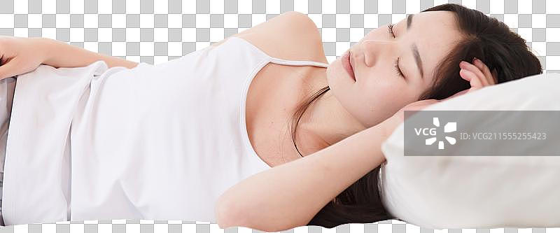 青年女人在卧室睡觉图片素材