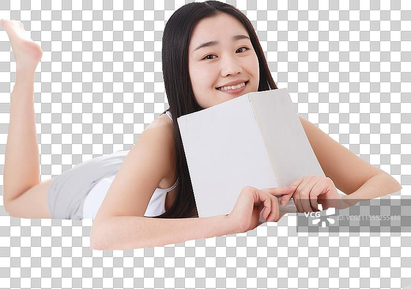 青年女人在卧室的床上图片素材