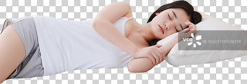 青年女人在卧室睡觉图片素材