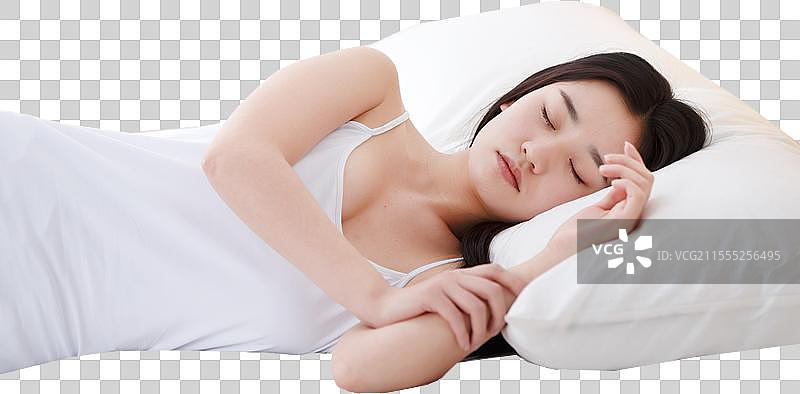 青年女人在卧室睡觉图片素材