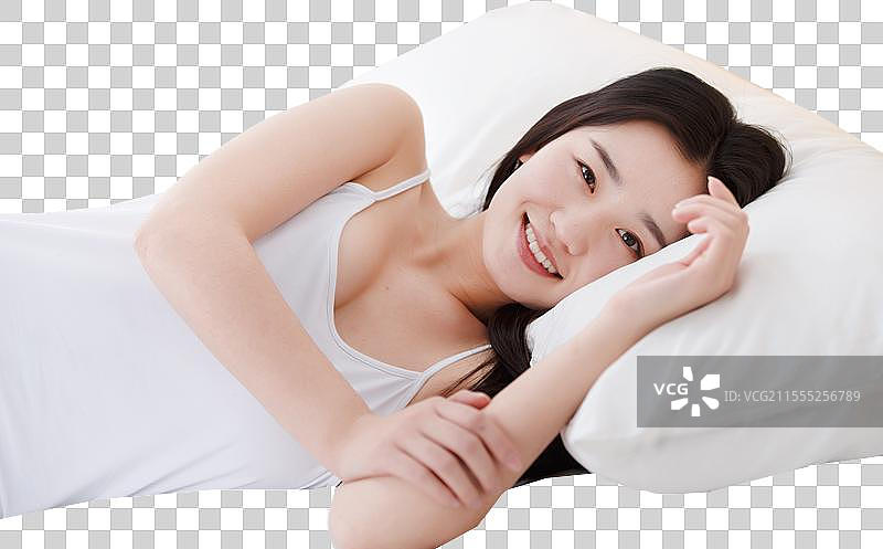 青年女人在卧室睡觉图片素材