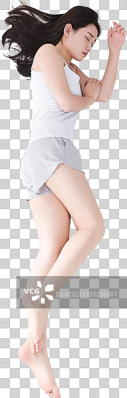 青年女人在卧室睡觉图片素材