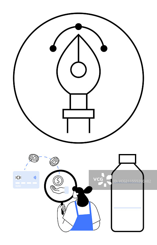 用户正在分析图形设计的钢笔工具图片素材