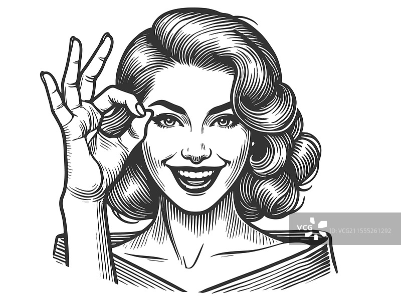 做出“好”手势的女性雕刻图片素材