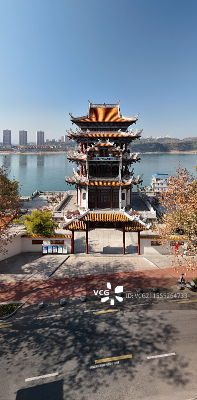 宜昌长江边镇江阁图片素材