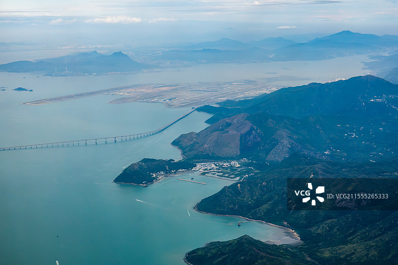香港国际机场 港珠澳大桥 东涌 大澳 昂坪 大屿山 航拍图片素材