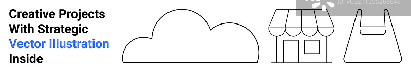抽象的云端商店和购物袋图片素材