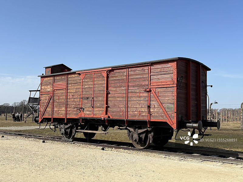 波兰克拉科夫奥斯维辛集中营用来运输犹太囚犯的火车图片素材
