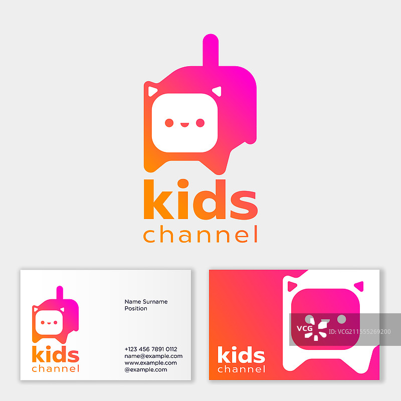 儿童频道标志 可爱的猫咪电视图标图片素材