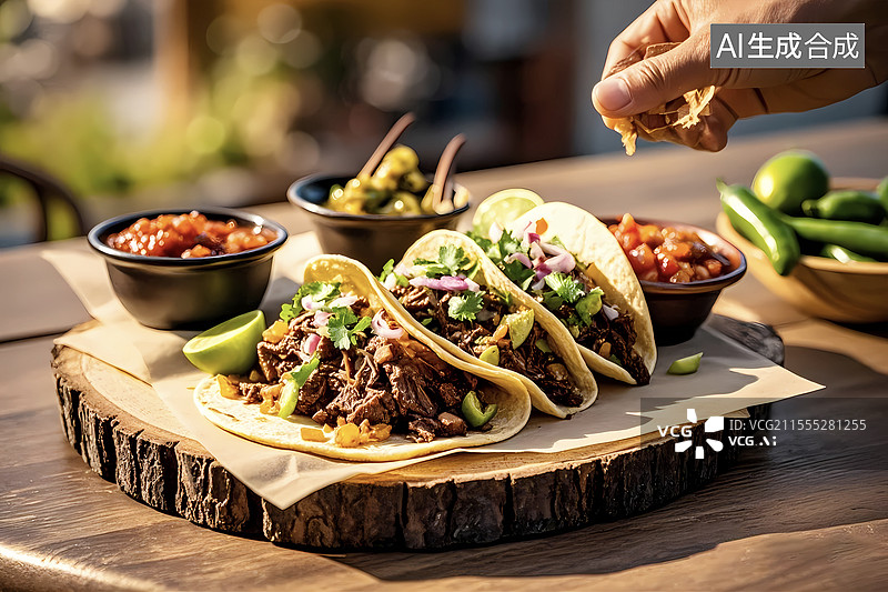 【AI数字艺术】美味墨西哥卷鸡肉卷风味小吃图片素材