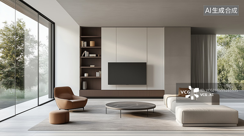 【AI数字艺术】3D室内客厅沙发三维空间图片素材