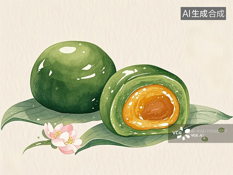 【AI数字艺术】青团，手绘画风图片素材