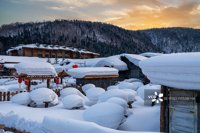 黑龙江牡丹江海林市双峰林场中国雪乡图片素材
