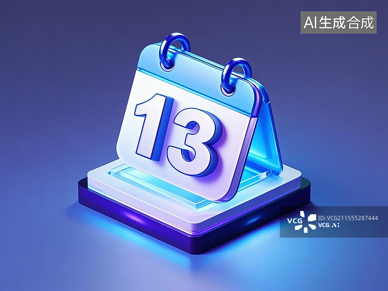 【AI数字艺术】透明背景的3D一本日历上面有数字13图标图片素材