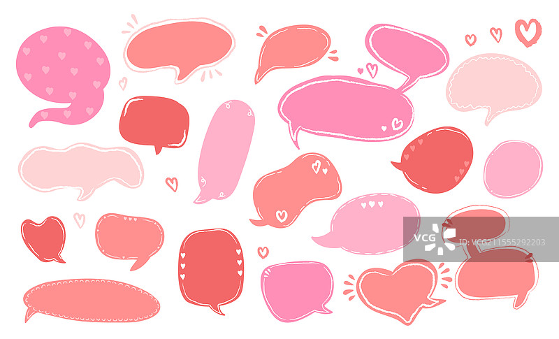 粉红色和红色的涂鸦空白对话框图片素材