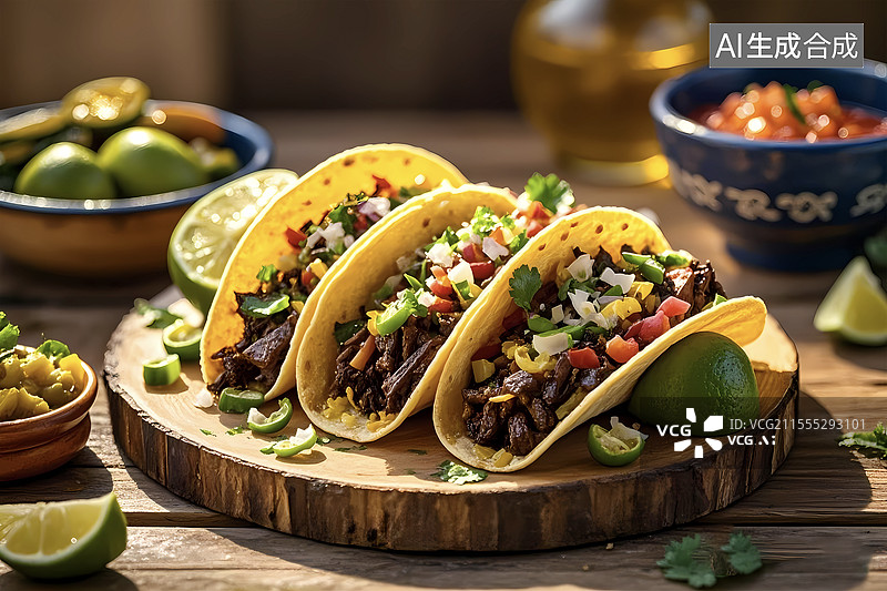 【AI数字艺术】美味墨西哥卷鸡肉卷风味小吃图片素材