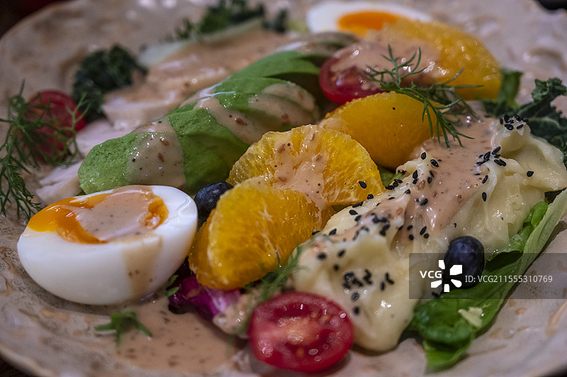 蔬菜水果沙拉特写图片素材