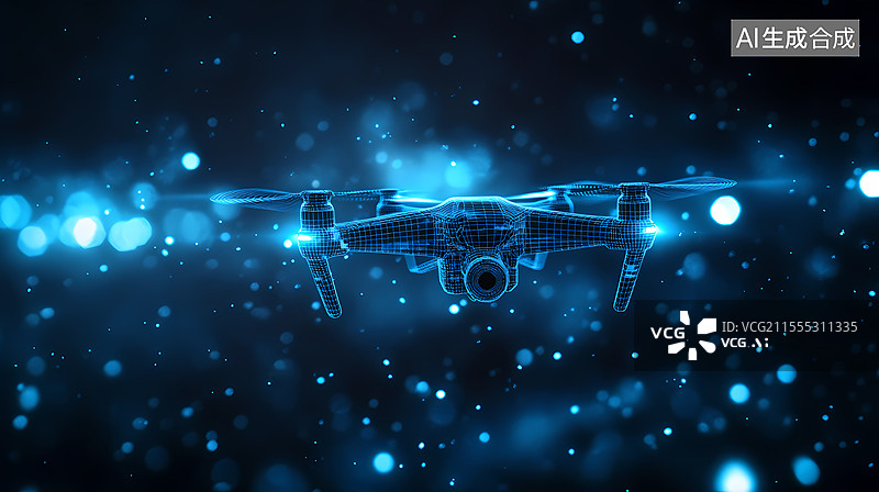 【AI数字艺术】数字科技无人机概念图片素材