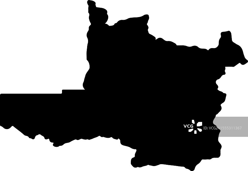 赞比亚西北部轮廓地图图片素材