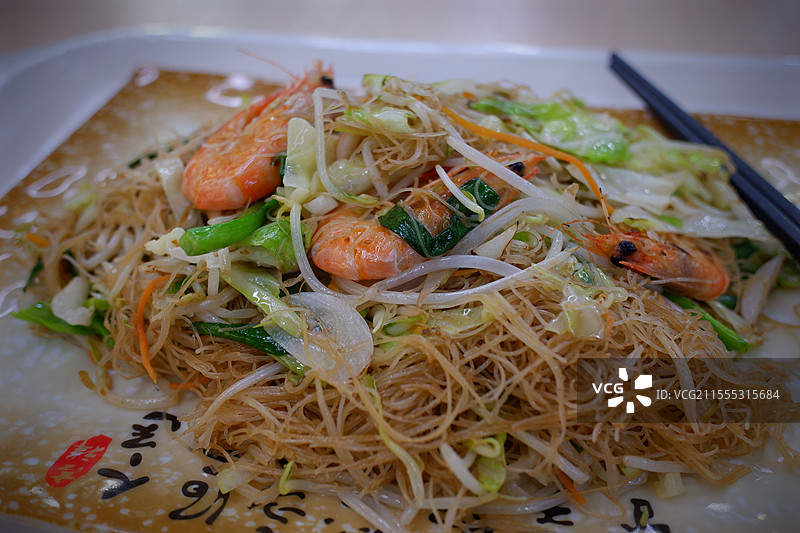 温州炒粉干 海鲜 大虾图片素材