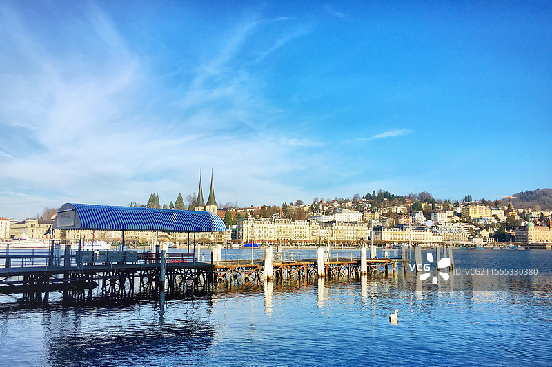 瑞士卢塞恩湖景图片素材