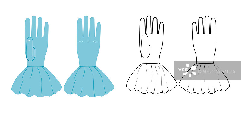 水蓝色带褶边袖口的手套，长度在手腕以上图片素材