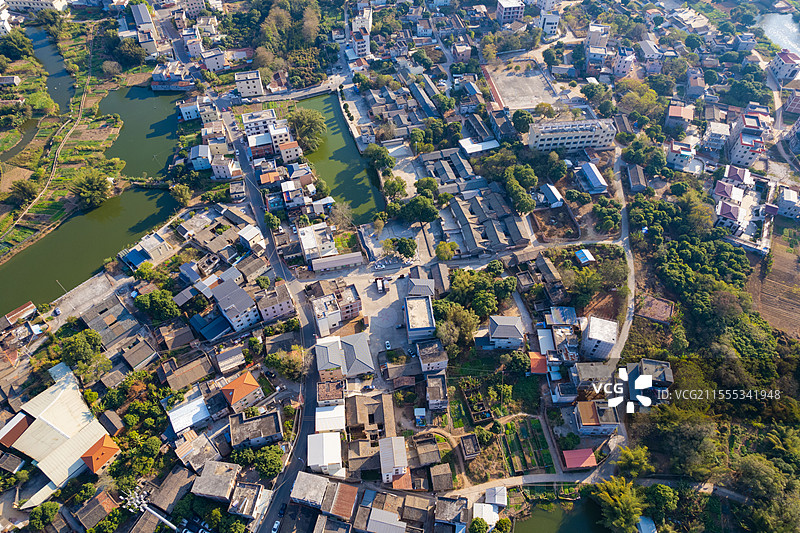 中国广东省惠州市惠城区，水口镇，航拍乡村建筑之美！图片素材