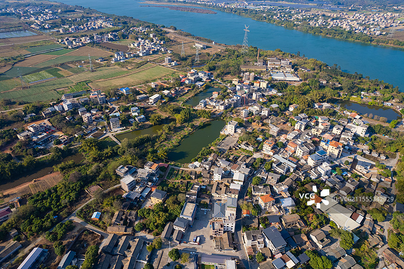 中国广东省惠州市惠城区，水口镇，航拍乡村建筑之美！图片素材